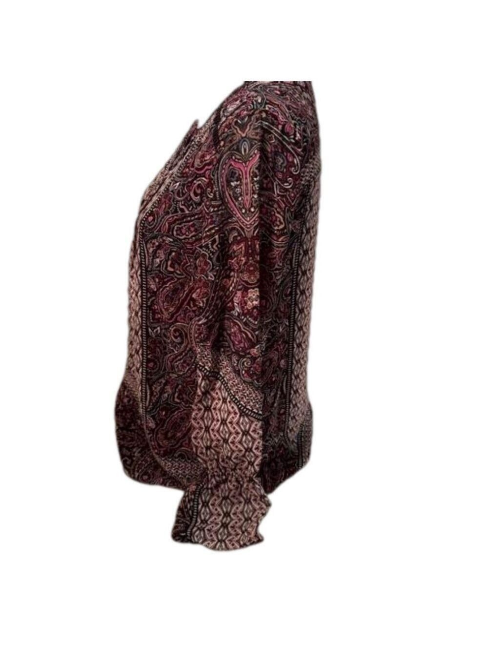 Belle by Kim Gravel Modern Mosaic
Blouse Wine/Magenta
NEW
Size XXS
Fully Lined. - Picture 2 of 8